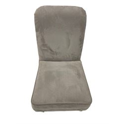 Laura Ashley - low bedroom chair upholstered in grey fabric, on tuned beech feet with castors 
