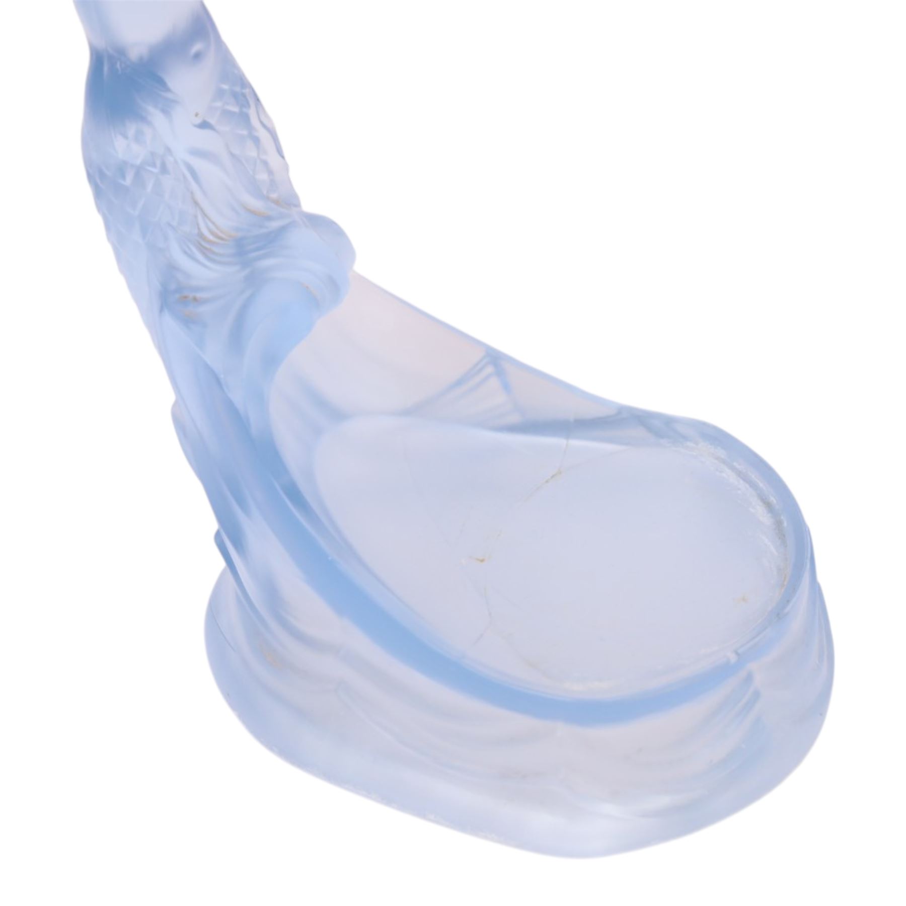 Walther & Sohne blue glass center piece modelled as a mermaid, H24cm 