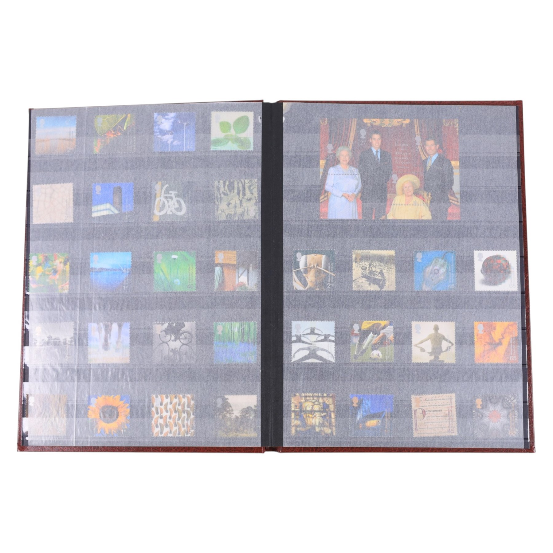 Queen Elizabeth II mint decimal stamps in two folders, face value of usable postage approximately 470 GBP