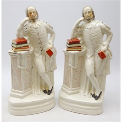  Two large Victorian Staffordshire figures of Shakespeare, H48cm   