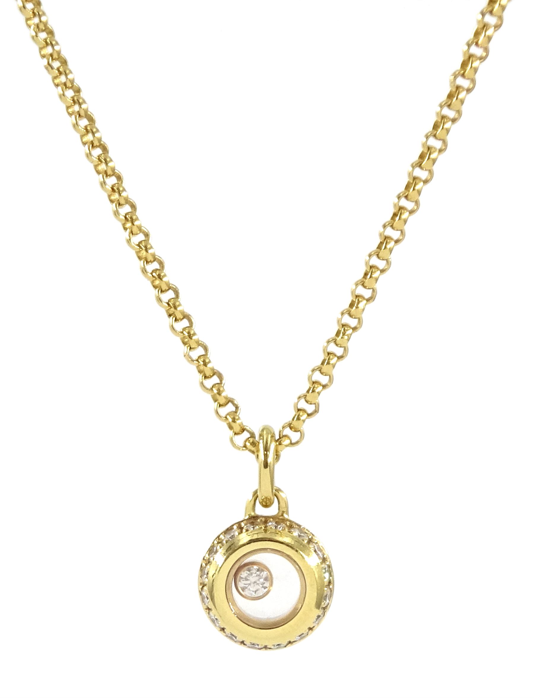 Chopard Miss Happy 18ct gold diamond pendant, Ref. 799012-000, on Chopard 18ct gold necklace, hallmarked