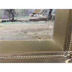 William Bradley Lamond (Scottish 1857-1924): Clouds Gathering Over the Plough, oil on canvas laid onto panel signed 23cm x 31cm 