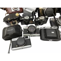 Collection of cameras, to include three Olympus Trip 35,  Balda Super Baldax, Seagull 4A TLR Camera, Pentax MG, Pentax-MV1, Yashica, two Yashica Electro 35, Rollei B35, Fujica 35 EE etc. 