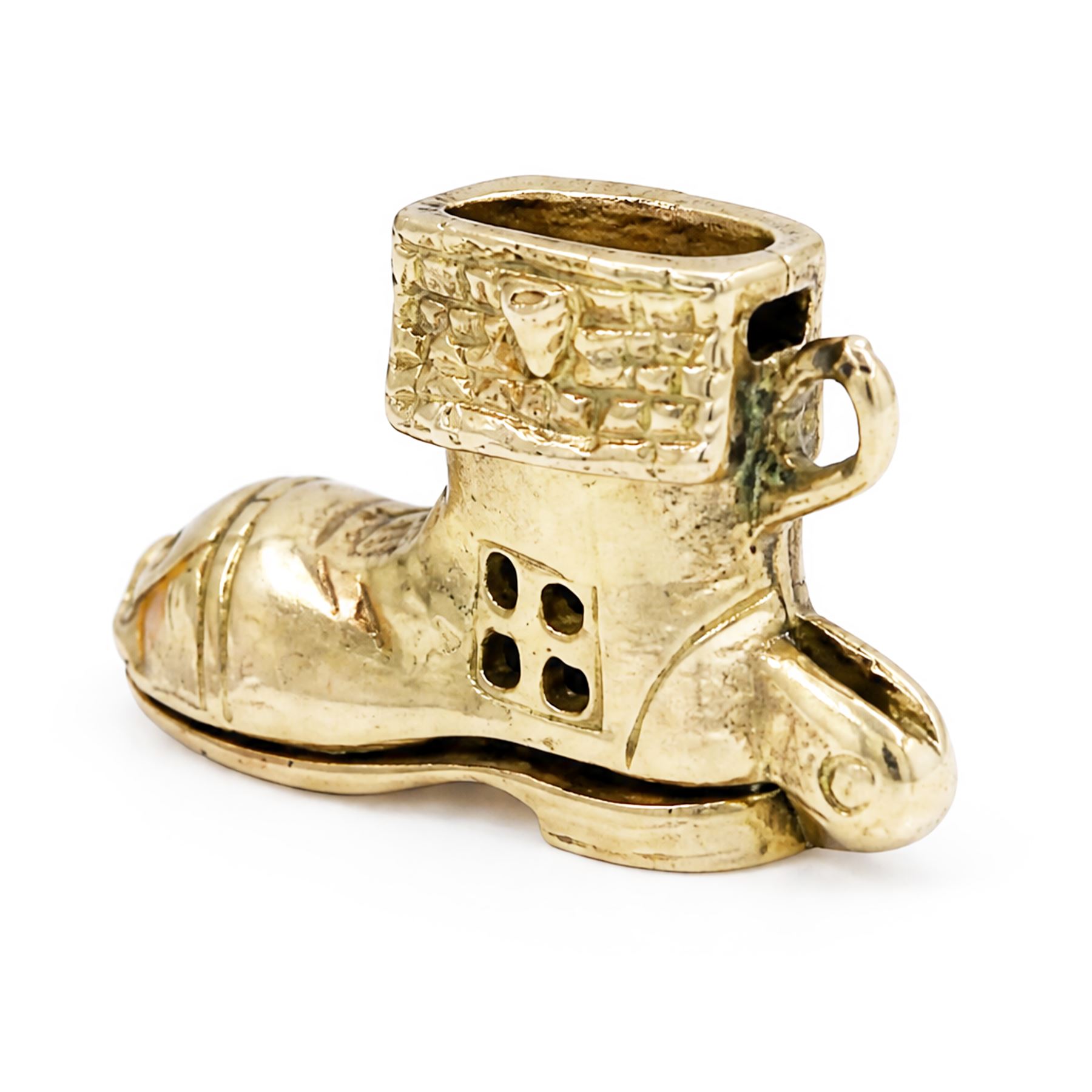 Two gold pendants / charms including 17ct guitar and a 9ct articulated lady in a shoe, London 1964