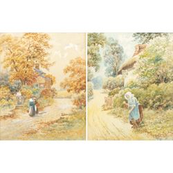 A J Melville (British 19th century): 'Roadside Cottage Near Dorking Surrey' and 'Wayside C...