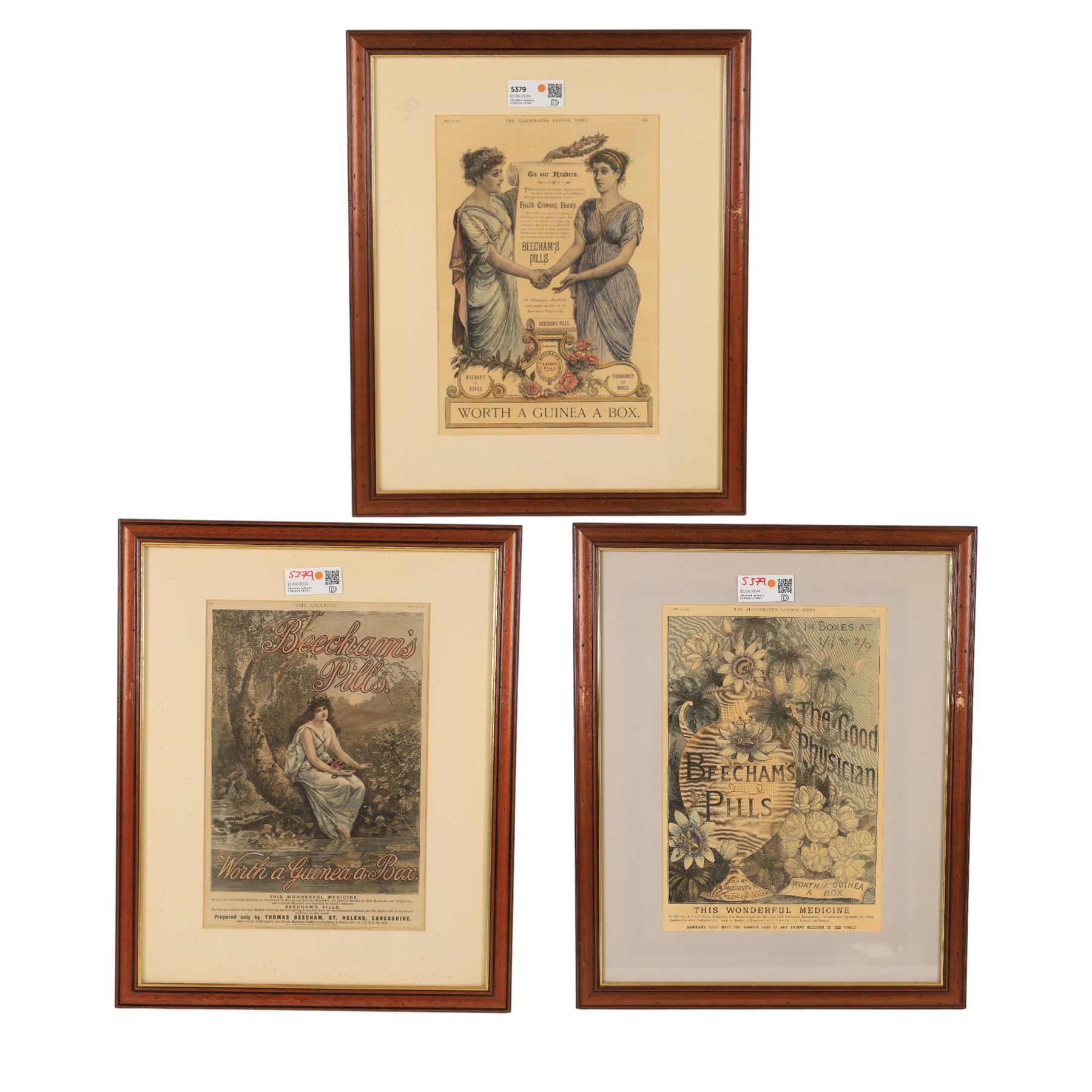 Set of Beechams Advertising prints from the London Illustrated News, including frame 56cm x 46cm (3)
