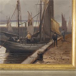 Walter Linsley Meegan (British c1860-1944): Scarborough and Whitby Harbour, pair oils on canvas signed 24cm x 34cm (2)