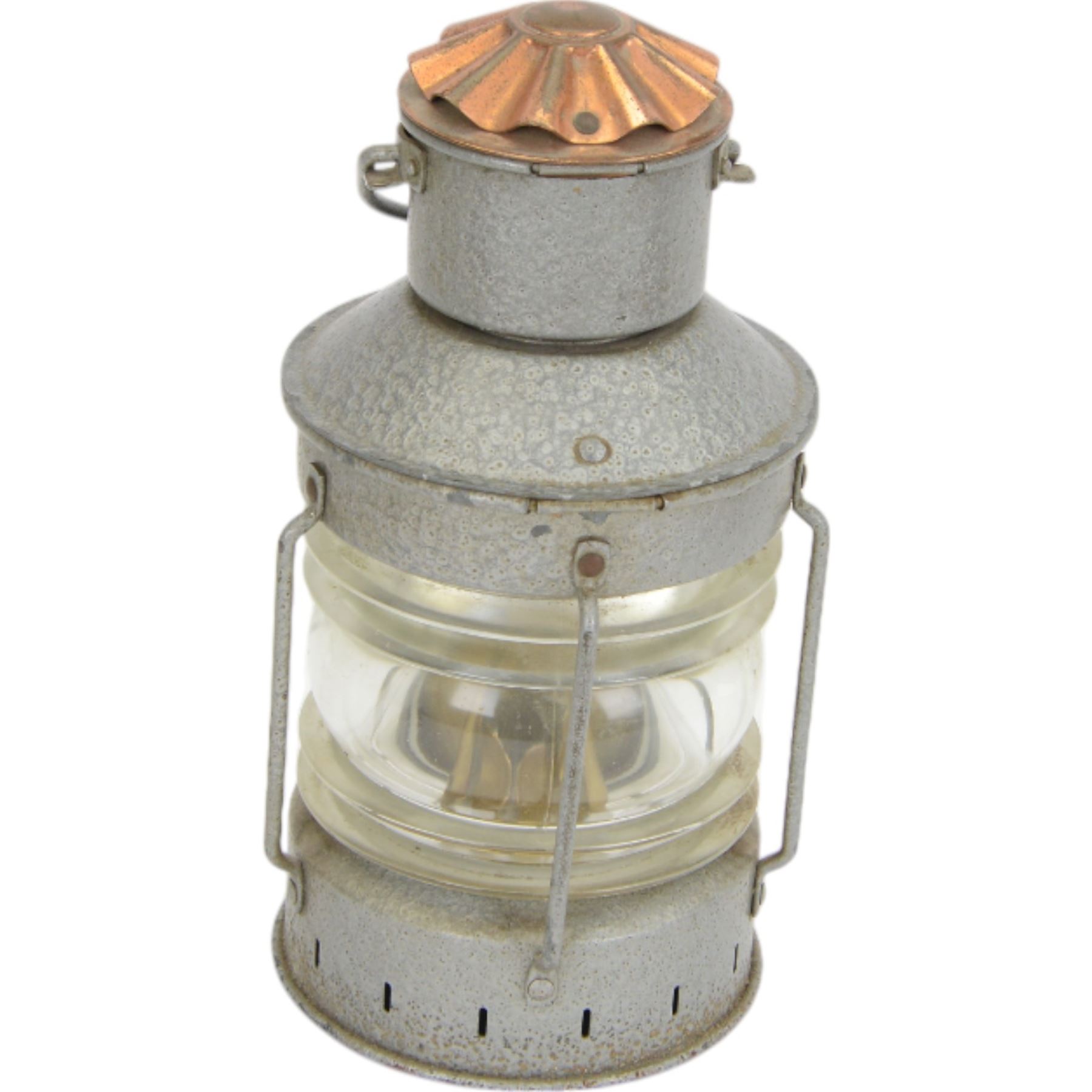 Pair of 20th Century Port and Starboard copper ship lanterns, together with Simpson Lawrence copper ships lamp with brass plaque and Ankerlight lantern