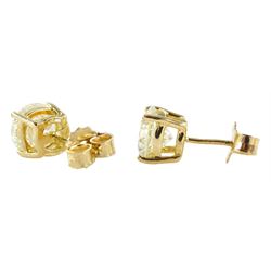 Pair of 18ct gold round brilliant cut diamond stud earrings, stamped 750, total diamond weight approx 3.25 carat