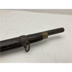 20th century Indian percussion musket, the 76cm barrel with two bands, indistinctly inscribed lock-plate, walnut full stock stamped 642 with brass butt and trigger guard and under barrel ramrod channel L121cm overall