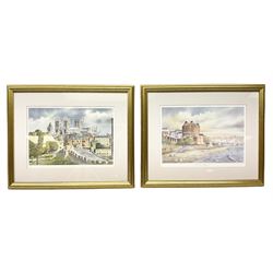 After Ken Burton (northern British 20th century); 'Scarborough Yorkshire' and 'York Minster', pair limited edition colour prints signed in pencil (2)