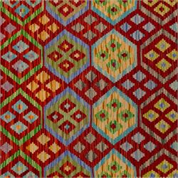 Turkish Anatolian flatweave kilim runner, ivory field decorated with rows of large polychrome lozenge medallions enclosing stylized geometric motifs with angular stepped borders, fringe ends 