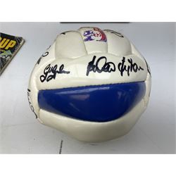 Crystal Palace signed leather football, late 1990s, including Steve Coppell, Simon Rodger, Tony Folan, Gareth Graham, Jamie Smith etc; and quantity of football books including 1966 World Cup booklets etc