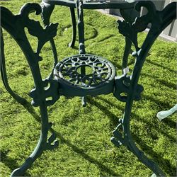 Cast aluminium garden table and four chairs painted in green  - THIS LOT IS TO BE COLLECTED BY APPOINTMENT FROM DUGGLEBY STORAGE, GREAT HILL, EASTFIELD, SCARBOROUGH, YO11 3TX