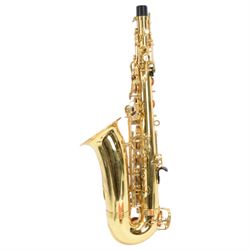Elkhart series 2 Alto Saxophone- fully ribbed lacquered body and keywork, with mouthpiece, reeds and strap in a velvet lined hard case. 