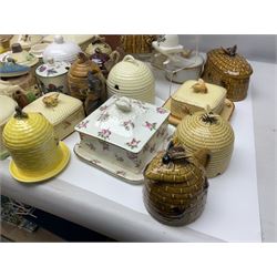 Large collection of honey pots, of various shapes, to include examples from Crown Devon, Marutomo ware, W.H Gloss, Goebel etc 
