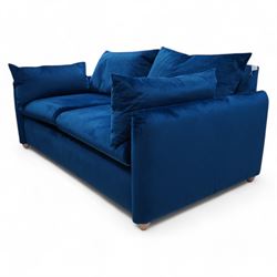 Heals - 'Pillow' three-seat sofa bed upholstered in blue fabric