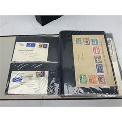 Postal history including air mail, telegrams, covers with 'Privy Purse Buckingham Palace' stamp, first day covers etc, housed in two ring binder folders