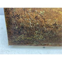 Andrew Grant Kurtis (British 1963-): Autumn Stroll by the Loch, oil on canvas 50cm x 76cm (unframed)