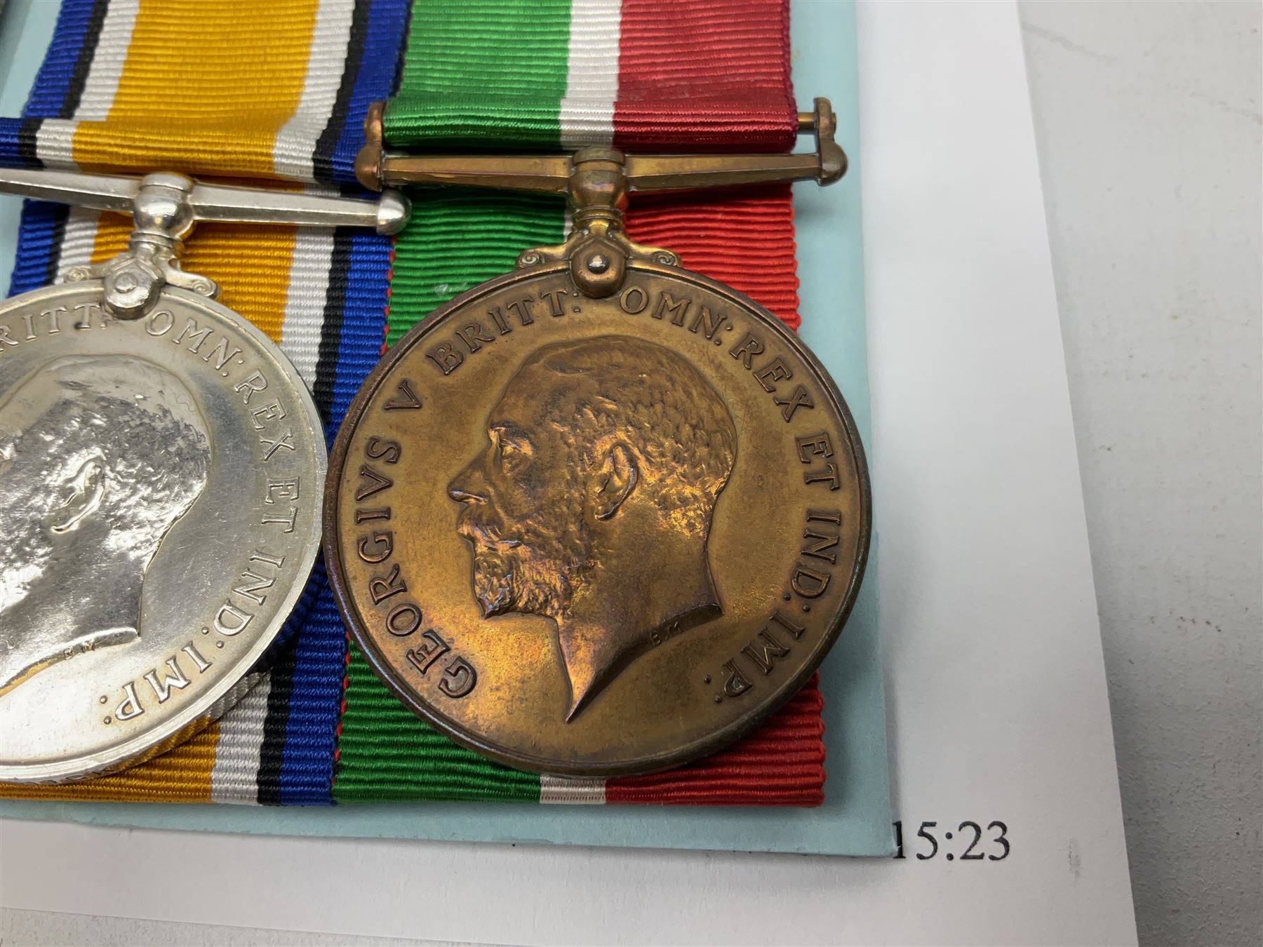 WW1 father and son medal groups comprising British War Medal and Mercantile Marine Medal awarded to Captain Allanson Hick and British War medal, 1914-15 Star and Victory Medal awarded to 1198 Pte. Allanson Hick E. York. R. with biographical information. N.B. Allanson Hick Jnr. of Hull was a celebrated architect and renowned marine artist being a founder member of the Society of Marine Artists (RSMA).