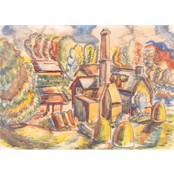 Rees Lewis Rees (British 20th Century): 'The Drawing Room Table' and 'The Saw Mill', two watercolours signed and indistinctly dated, 24cm x 33cm (2)