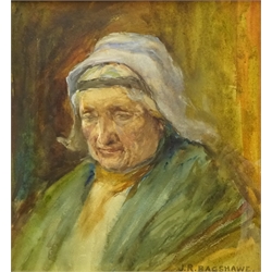  Joseph Richard Bagshawe (Staithes Group 1870-1909): Portrait of an Old Lady, watercolour signed 23cm x 21cm  