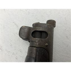 WW1 Lee Enfield SMLE .303 bolt action rifle with 63.5cm barrel and magazine; No.20934; L112cm overall; home deactivated by welding down bolt and end of barrel so requires re-deactivation to modern standards; and 19th century 12-bore double barrel hammer shotgun with 65cm cut-down barrels, non-rebounding hammers and under-lever opening, the lock-plate indistinctly inscribed G.T. Bartrant(?) L75cm overall; home deactivated by welding both barrels closed at breech so requires re-deactivation to modern standards (2) RFD ONLY 