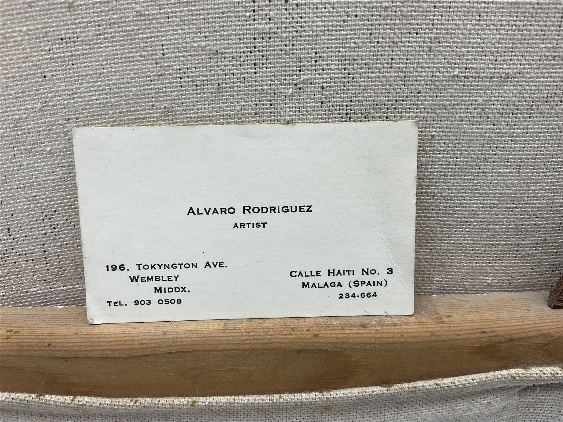 Alvaro Rodriguez (Spanish Contemporary): Aerial View of the Thames at London, impasto oil on canvas signed, artist's address card verso 76cm x 46cm