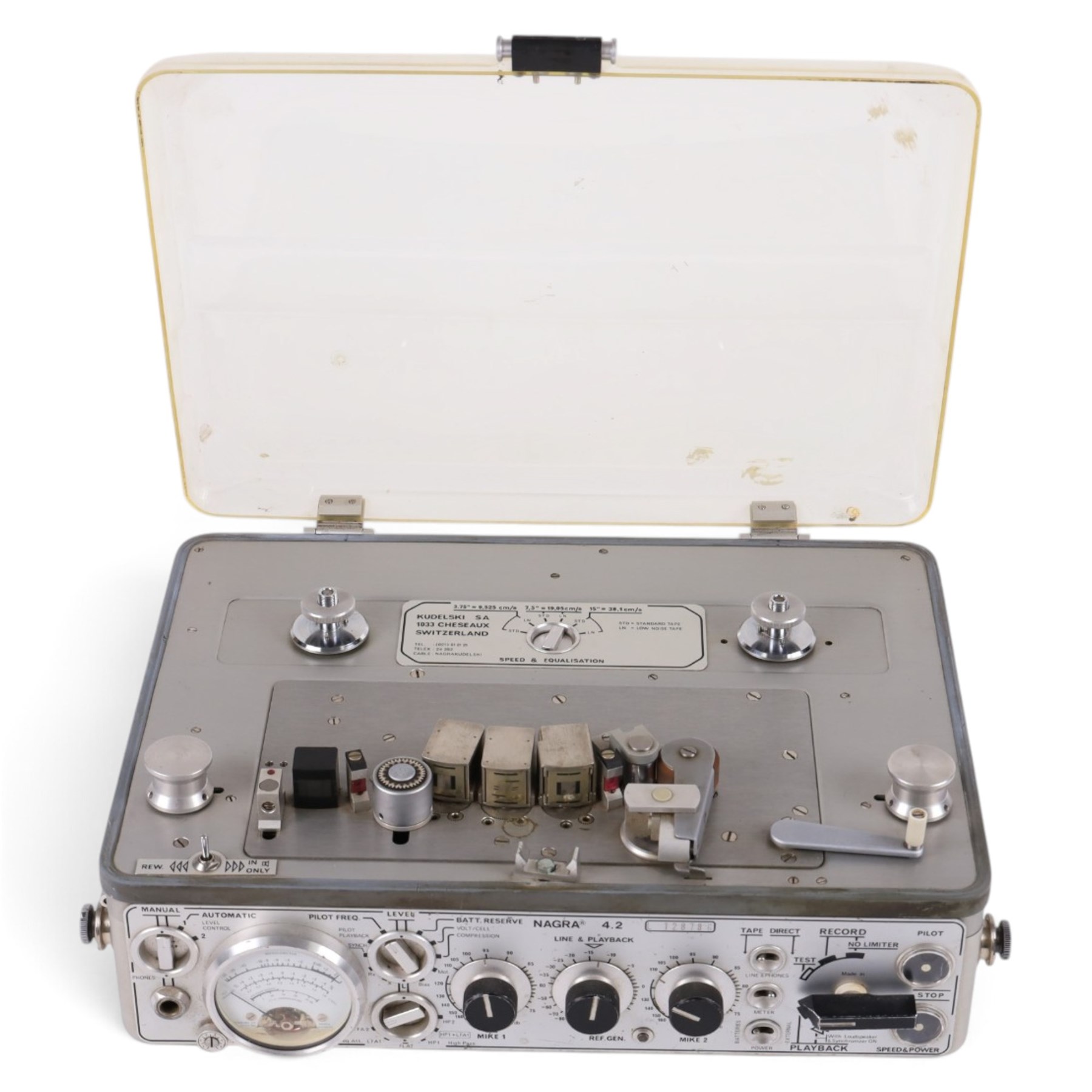 Nagra 4.2 portable mono reel to reel tape recorder, made in Switzerland, circa 1970