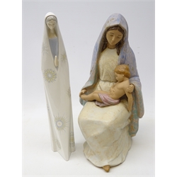  Nao figure depicting Mary and baby Jesus by Salvador FuriH35cm and a Lladro figure of a woman in prayer (2)  