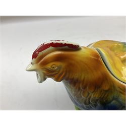 1930s novelty teapot in the form of a rooster, reg no. 810173, together with a similar Tony Wood example, tallest H15cm