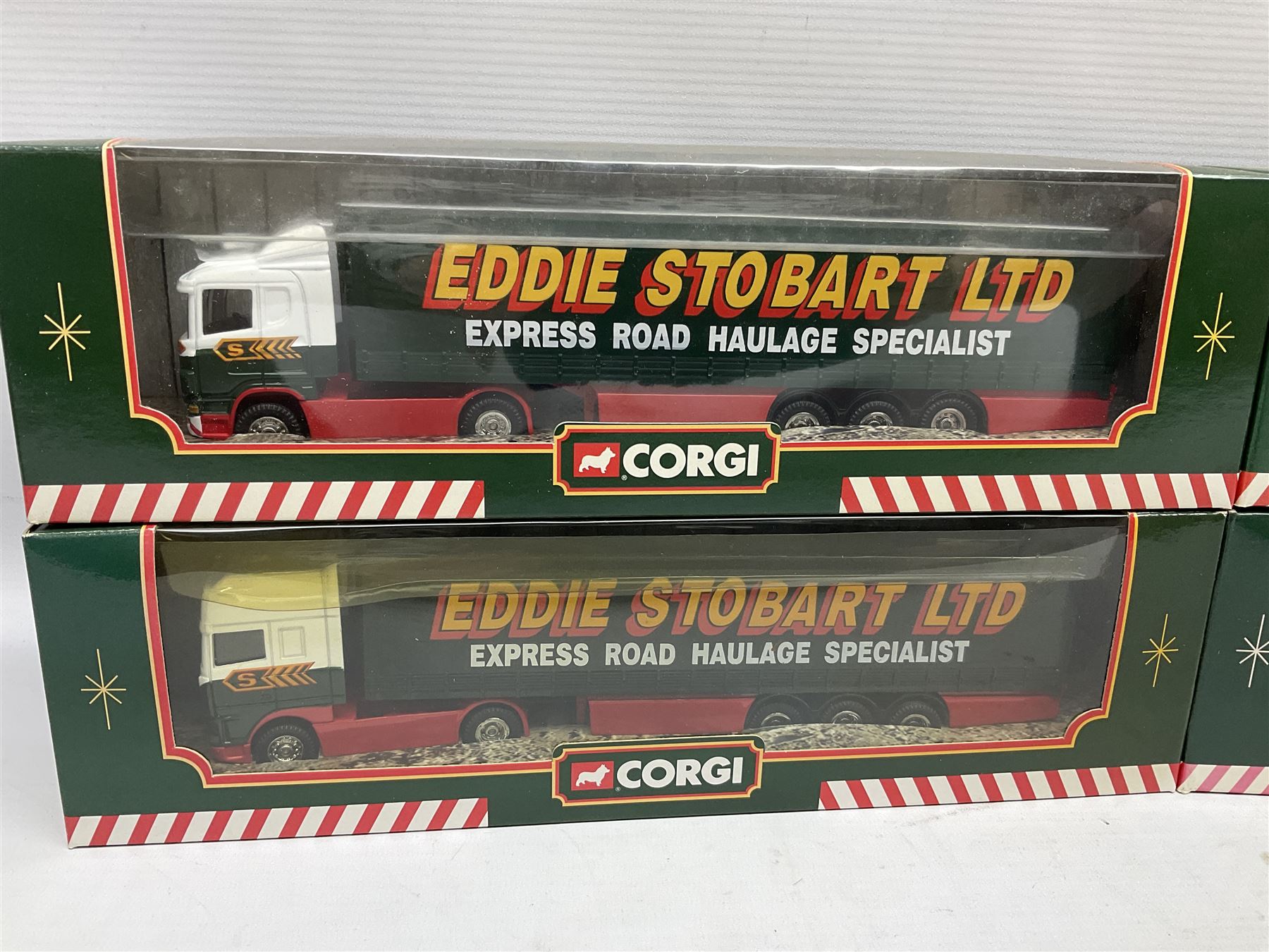 Corgi Eddie Stobart - eight various lorries; nos. 59502, 59503, 59504, 59538, TY87001, 60011 (3-piece set), 59508 & 59601; all boxed (8)