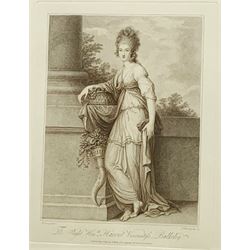 Arthur B Brook (British 1867-1933): 'Sisters', limited edition mezzotint with blind stamp signed in pencil pub. Frost and Reed 1917, 40cm x 38cm; and F Bartolozzi after Richard Cosway: 'The Right Hon. Harriet Viscountess Buckley', 20th century engraving pub. Thomas Ross collection 30cm x 23cm (2)