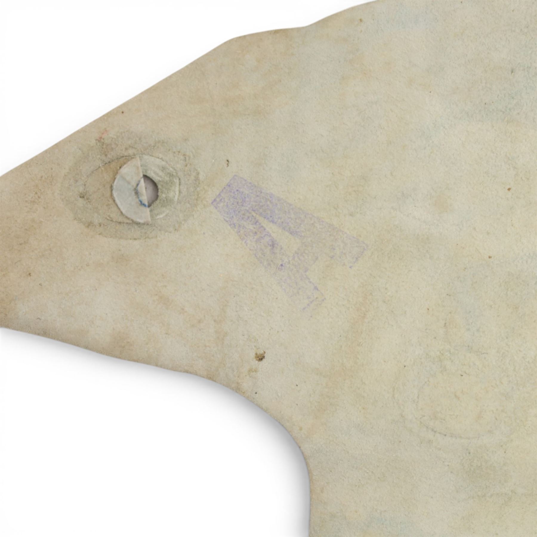 Cow hide rug or wall hanging, shaped with brown and white tones
