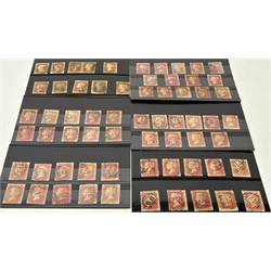  Collection of penny reds including ten imperforate examples on six stock cards, sixty-two stamps in total  