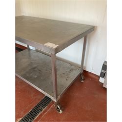 Rectangular stainless steel two tier preparation trolley table - THIS LOT IS TO BE COLLECTED BY APPOINTMENT FROM DUGGLEBY STORAGE, GREAT HILL, EASTFIELD, SCARBOROUGH, YO11 3TX