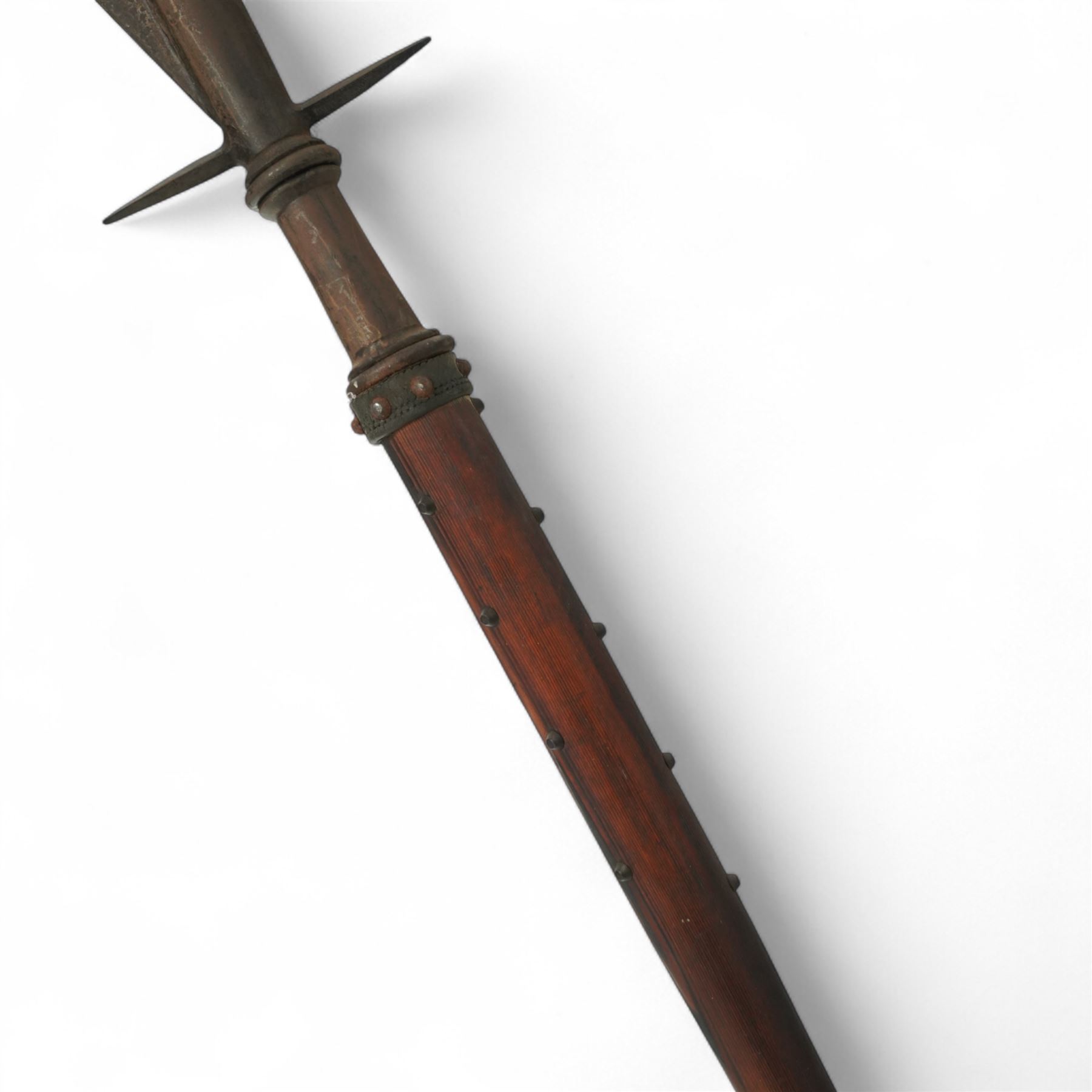 16th century style Bill, the sickle engraved with a Yorkshire Rose, H227cm