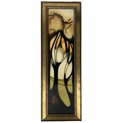 Moorcroft framed plaque, of rectangular form, decorated in the La Garenne pattern by Emma Bossons, circa 2005, signed by Emma Bossons, 41cm x 10cm with original box