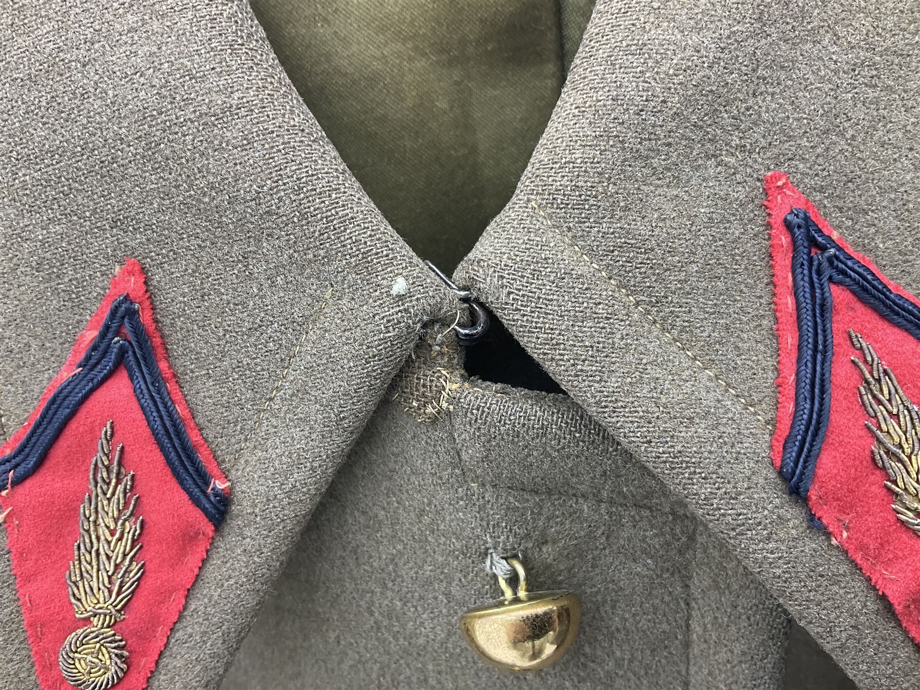 WW2 French Artillery Officer's greatcoat; bears label 'P. Vauclair 40 Boul. du Montparnasse Paris (inscribed to) Mr. Babin Le 17/4/40 No.674'