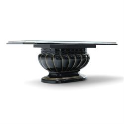 Italian Neoclassical inspired ebonised gloss coffee table, glazed cantered top with Greek ...