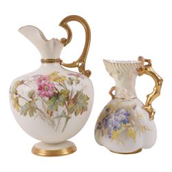 Royal Worcester, large blush ivory ewer decorated with floral sprigs, shape 1227, together...