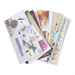 Approximately 104 Royal Mail Royal Mint coin or medallion covers, housed in an official Royal Mail Royal Mint ring binder folder and loose, together with The Queen's Golden Jubilee Coin Cover Collection in two albums, commemorative fifty pences, crowns, etc