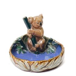 Doulton Lambeth Koala dish, by Florrie Jones, impressed mark and signed to base, H11cm 