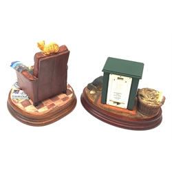 Two Border Fine Arts figurines, comprising of Warm Fires B1032 on wooden base with certificate, Caught Napping B0972 with certificate and box. 