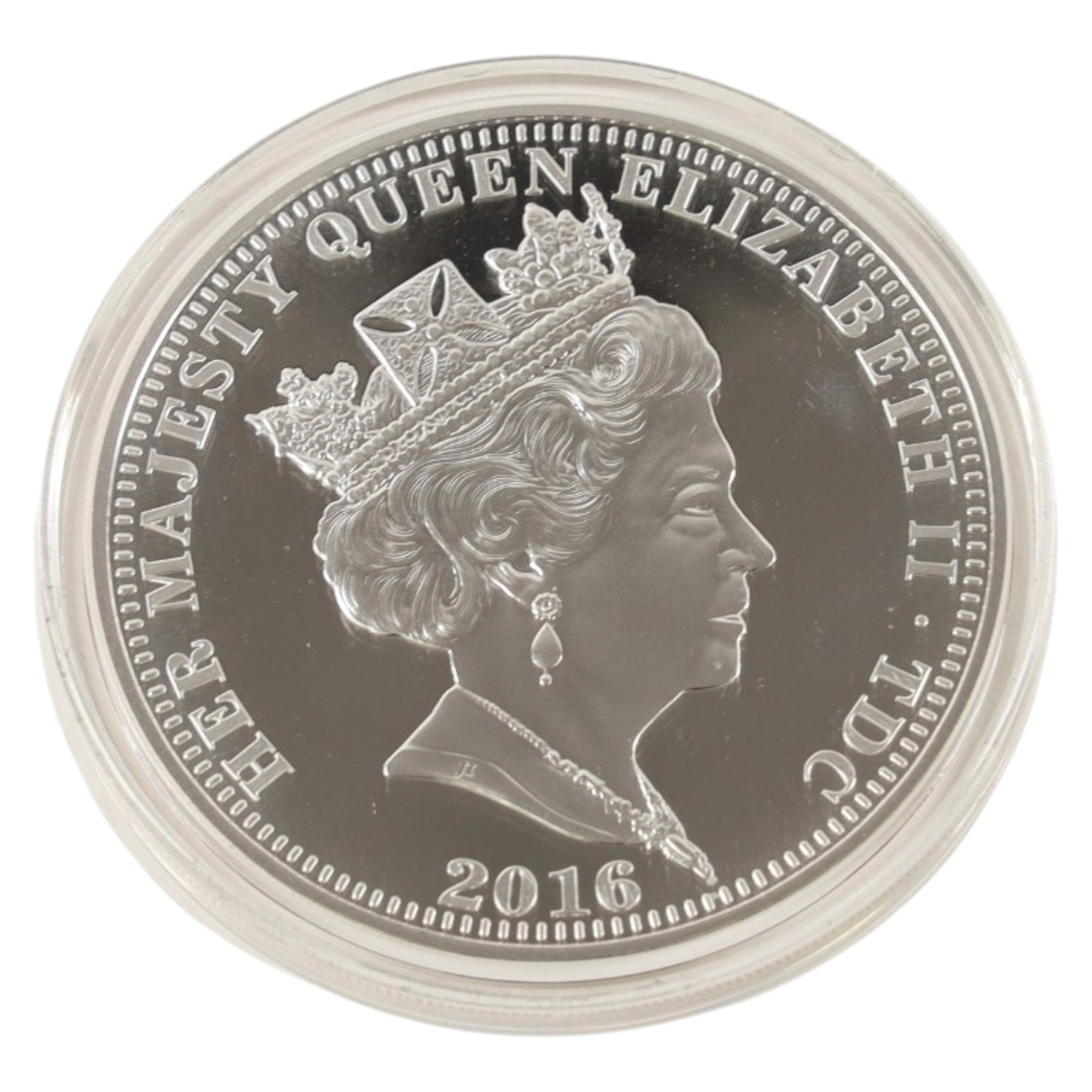 Queen Elizabeth II Tristan da Cunha 2016 'Queen & Prince Philip' five ounce silver proof twenty-five pound coin, issued by the Jubilee Mint, cased with certificate