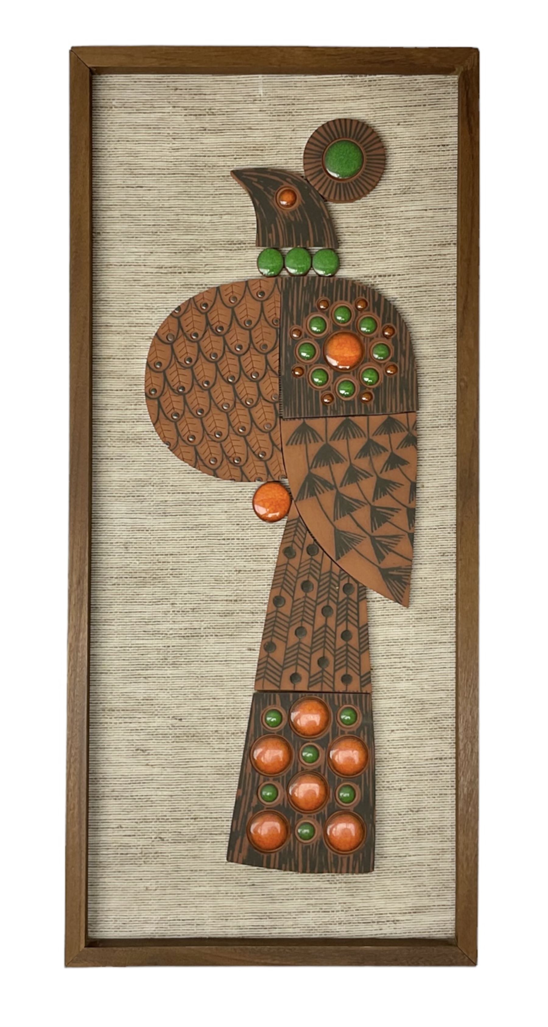 1960's Hornsea pottery Muramic plaque, in the form of a bird designed by John Clappison, H45cm 