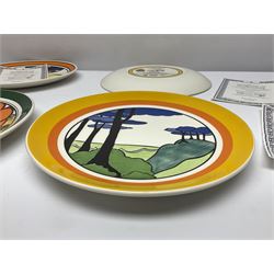 Four Clarice Cliff Wedgwood limited edition plates, comprising Orange Erin, Blue Firs, Solitude and May Avenue, all with certificate and box, D26cm