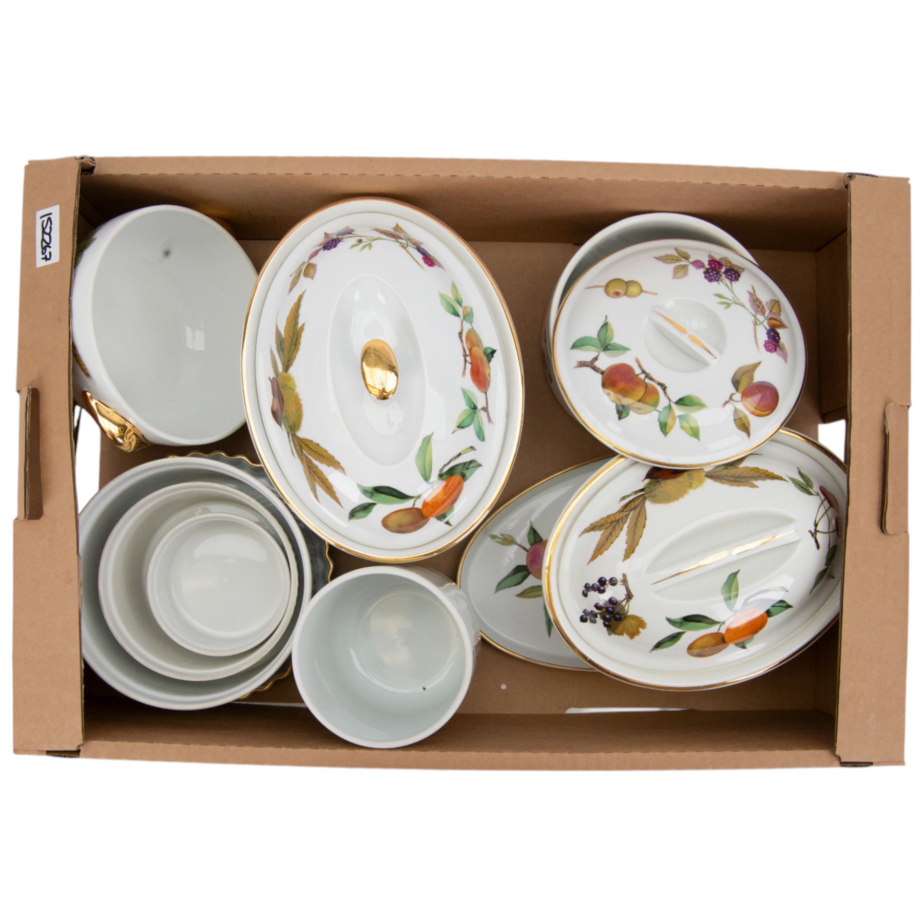 Extensive collection of Royal Worcester Evesham pattern dinner wares, including plates, tureens, pie dishes, cooking dishes, platters, jars and plates, etc