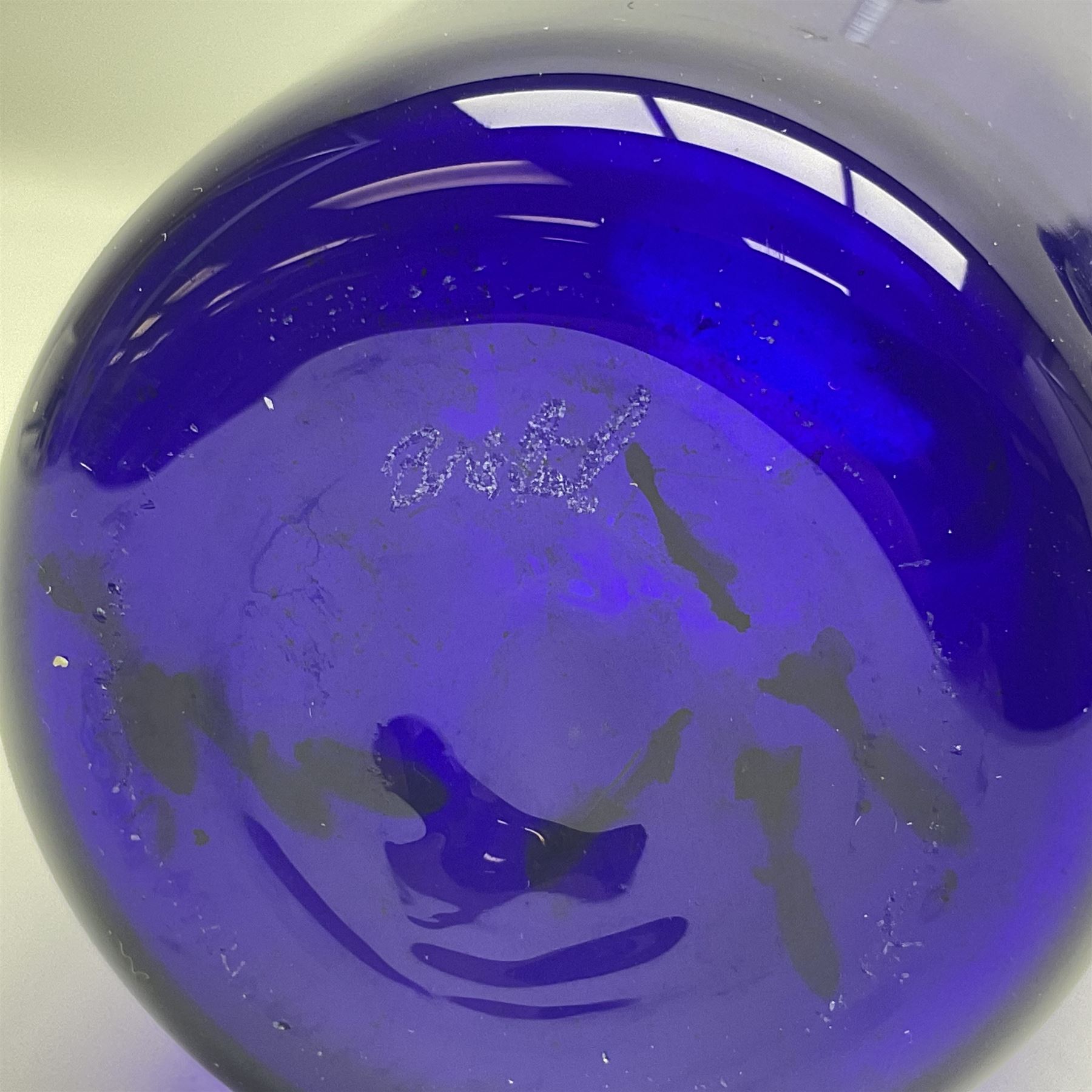 Bristol blue glass jug, together with blue claret jug, saucer, blue cut water jug, and seven matching glasses, water jug H22cm