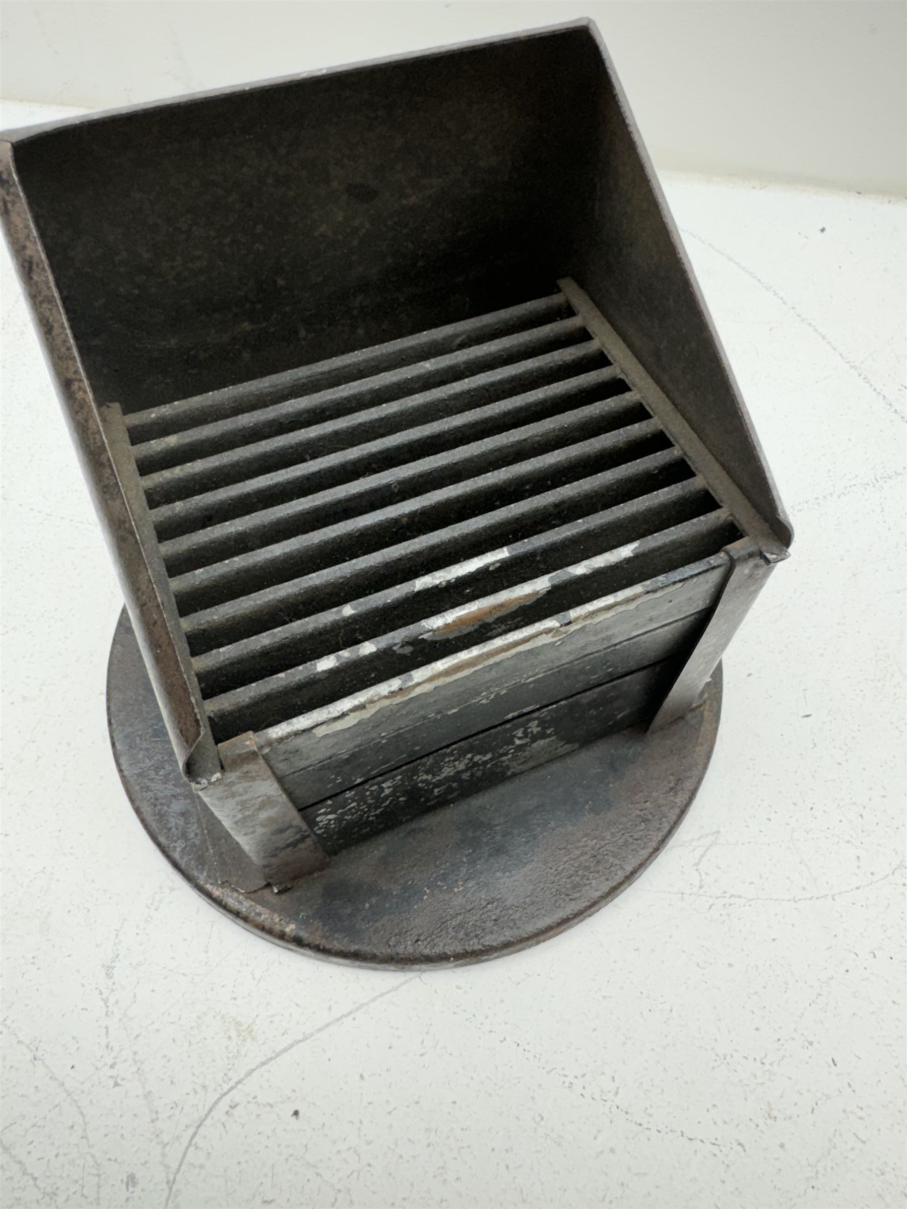 WWII British home front car headlamp blackout cowl, marked V Howtlew, H15cm